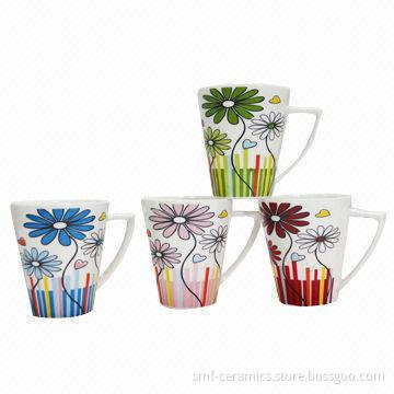 New Bone China V-shape Mug, Made of Porcelain, with 11oz Capacity